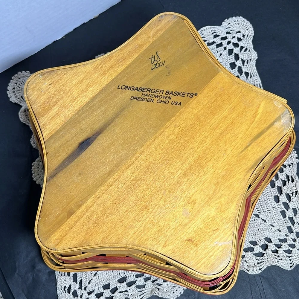 🇺🇸Longaberger 2001 Holiday Hostess Shining Star Basket Large Cloth Plastic Liner
